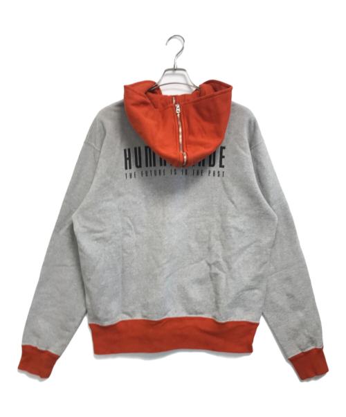 HUMAN MADE（ヒューマンメイド）HUMAN MADE (ヒューマンメイド) 2トーンハーフジップパーカー グレー×オレンジ サイズ:XLの古着・服飾アイテム