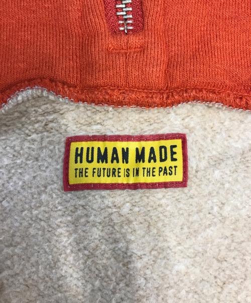 HUMAN MADE（ヒューマンメイド）HUMAN MADE (ヒューマンメイド) 2トーンハーフジップパーカー グレー×オレンジ サイズ:XLの古着・服飾アイテム