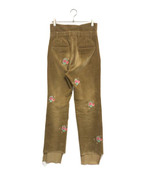 Midorikawa（ミドリカワ）Midorikawa (ミドリカワ) Corduroy Slacks CAMEL Embroidery ブラウン サイズ:Sの古着・服飾アイテム