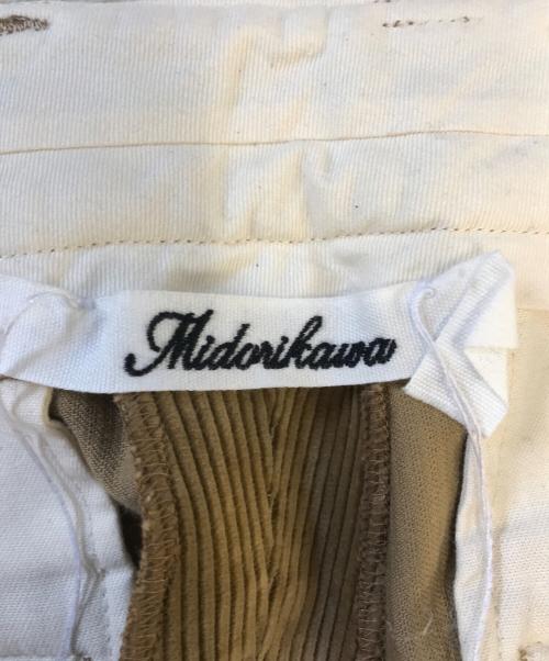 Midorikawa（ミドリカワ）Midorikawa (ミドリカワ) Corduroy Slacks CAMEL Embroidery ブラウン サイズ:Sの古着・服飾アイテム