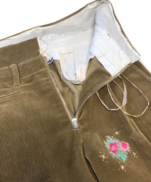 Midorikawa（ミドリカワ）Midorikawa (ミドリカワ) Corduroy Slacks CAMEL Embroidery ブラウン サイズ:Sの古着・服飾アイテム