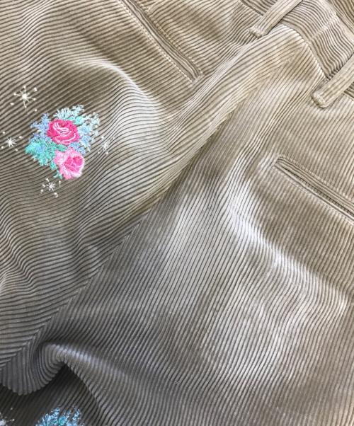 Midorikawa（ミドリカワ）Midorikawa (ミドリカワ) Corduroy Slacks CAMEL Embroidery ブラウン サイズ:Sの古着・服飾アイテム