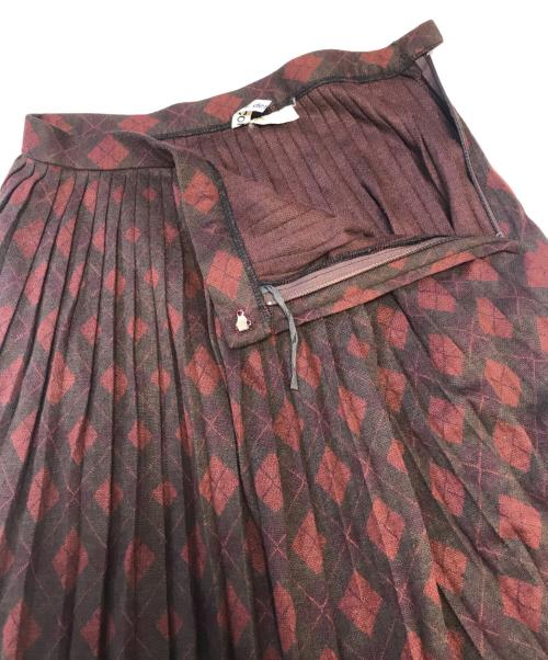 COMME des GARCONS（コムデギャルソン）COMME des GARCONS (コムデギャルソン) チェックプリーツスカート ブラウン サイズ:表記なしの古着・服飾アイテム