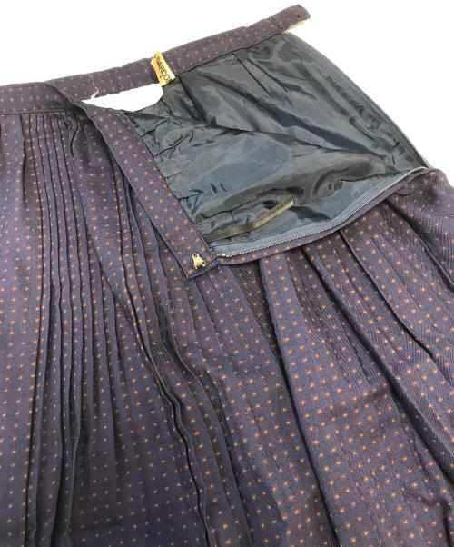 COMME des GARCONS（コムデギャルソン）COMME des GARCONS (コムデギャルソン) 総柄プリーツスカート ネイビー サイズ:表記なしの古着・服飾アイテム