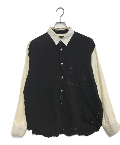 COMME des GARCONS HOMME PLUS（コムデギャルソンオムプリュス）COMME des GARCONS HOMME PLUS (コムデギャルソンオムプリュス) 90’s シワ加工バイカラーシャツ ブラック×ホワイト サイズ:表記なしの古着・服飾アイテム