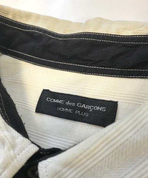 COMME des GARCONS HOMME PLUS（コムデギャルソンオムプリュス）COMME des GARCONS HOMME PLUS (コムデギャルソンオムプリュス) 90’s シワ加工バイカラーシャツ ブラック×ホワイト サイズ:表記なしの古着・服飾アイテム