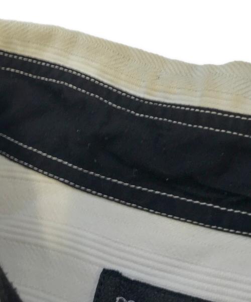 COMME des GARCONS HOMME PLUS（コムデギャルソンオムプリュス）COMME des GARCONS HOMME PLUS (コムデギャルソンオムプリュス) 90’s シワ加工バイカラーシャツ ブラック×ホワイト サイズ:表記なしの古着・服飾アイテム
