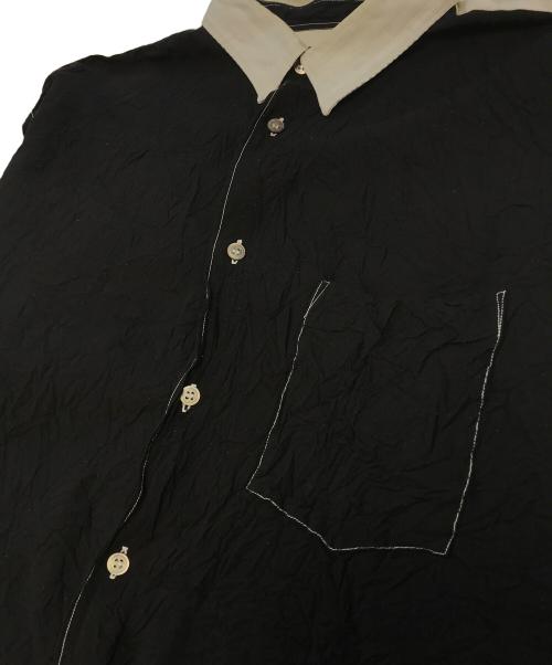 COMME des GARCONS HOMME PLUS（コムデギャルソンオムプリュス）COMME des GARCONS HOMME PLUS (コムデギャルソンオムプリュス) 90’s シワ加工バイカラーシャツ ブラック×ホワイト サイズ:表記なしの古着・服飾アイテム