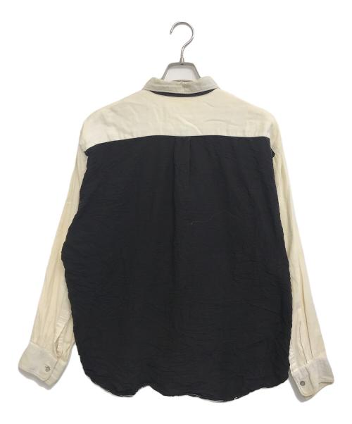 COMME des GARCONS HOMME PLUS（コムデギャルソンオムプリュス）COMME des GARCONS HOMME PLUS (コムデギャルソンオムプリュス) 90’s シワ加工バイカラーシャツ ブラック×ホワイト サイズ:表記なしの古着・服飾アイテム