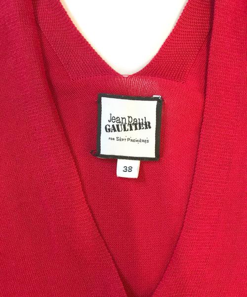 Jean Paul GAULTIER（ジャンポールゴルチェ）Jean Paul GAULTIER (ジャンポールゴルチェ) Vネック変形ニット レッド サイズ:38の古着・服飾アイテム