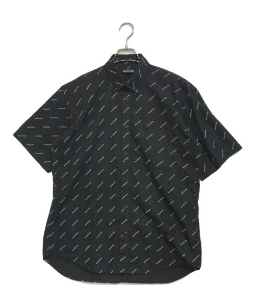 BALENCIAGA（バレンシアガ）BALENCIAGA (バレンシアガ) オールオーバーロゴシャツ ブラック サイズ:38の古着・服飾アイテム