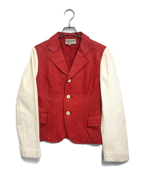 ROBE DE CHAMBRE COMME DES GARCONS（ローブドシャンブル コムデギャルソン）ROBE DE CHAMBRE COMME DES GARCONS (ローブドシャンブル コムデギャルソン) バイカラーFレザージャケット レッド×ホワイト サイズ:Mの古着・服飾アイテム