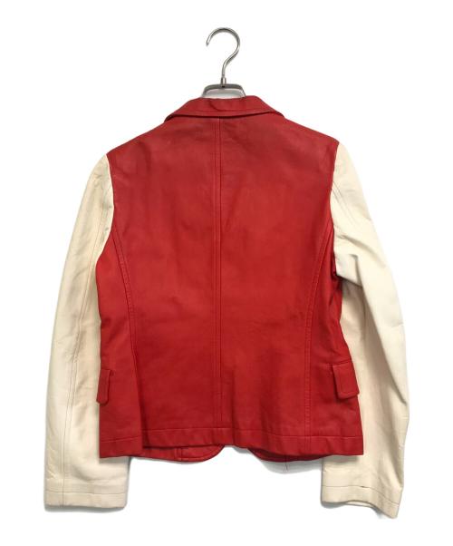ROBE DE CHAMBRE COMME DES GARCONS（ローブドシャンブル コムデギャルソン）ROBE DE CHAMBRE COMME DES GARCONS (ローブドシャンブル コムデギャルソン) バイカラーFレザージャケット レッド×ホワイト サイズ:Mの古着・服飾アイテム