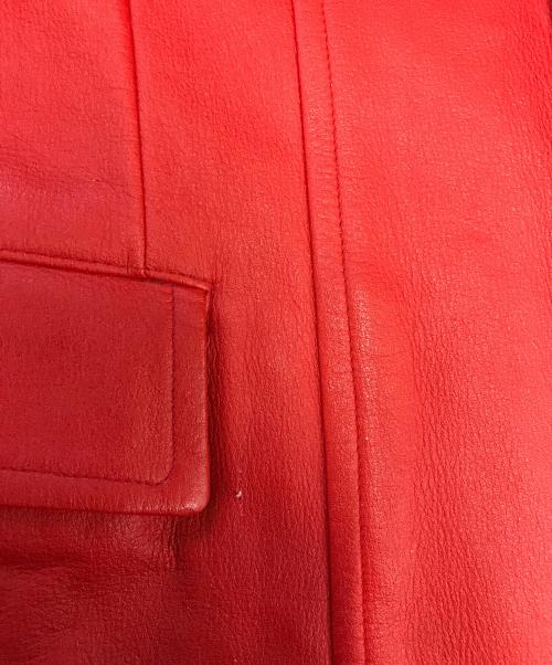 ROBE DE CHAMBRE COMME DES GARCONS（ローブドシャンブル コムデギャルソン）ROBE DE CHAMBRE COMME DES GARCONS (ローブドシャンブル コムデギャルソン) バイカラーFレザージャケット レッド×ホワイト サイズ:Mの古着・服飾アイテム