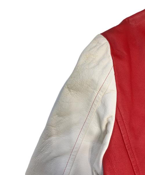 ROBE DE CHAMBRE COMME DES GARCONS（ローブドシャンブル コムデギャルソン）ROBE DE CHAMBRE COMME DES GARCONS (ローブドシャンブル コムデギャルソン) バイカラーFレザージャケット レッド×ホワイト サイズ:Mの古着・服飾アイテム