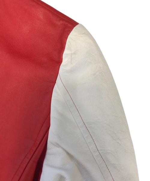 ROBE DE CHAMBRE COMME DES GARCONS（ローブドシャンブル コムデギャルソン）ROBE DE CHAMBRE COMME DES GARCONS (ローブドシャンブル コムデギャルソン) バイカラーFレザージャケット レッド×ホワイト サイズ:Mの古着・服飾アイテム