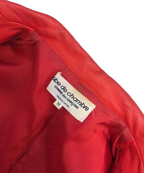 ROBE DE CHAMBRE COMME DES GARCONS（ローブドシャンブル コムデギャルソン）ROBE DE CHAMBRE COMME DES GARCONS (ローブドシャンブル コムデギャルソン) バイカラーFレザージャケット レッド×ホワイト サイズ:Mの古着・服飾アイテム