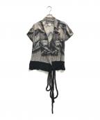 Jean Paul Gaultier FEMMEジャンポールゴルチエ フェム）の古着「ニット切替総柄パワーネットカーディガン」｜ブラック