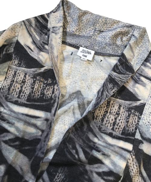 Jean Paul Gaultier FEMME（ジャンポールゴルチエ フェム）Jean Paul Gaultier FEMME (ジャンポールゴルチエ フェム) ニット切替総柄パワーネットカーディガン ブラック サイズ:40の古着・服飾アイテム