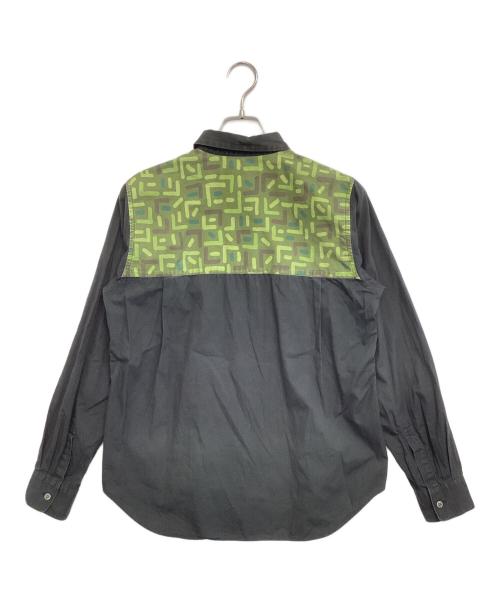 BLACK COMME des GARCONS（ブラックコムデギャルソン）BLACK COMME des GARCONS (ブラックコムデギャルソン) カモフラ切替シャツ ブラック×グリーン サイズ:Mの古着・服飾アイテム