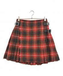 PRADA（プラダ）の古着「プリーツチェックミニスカート」｜レッド