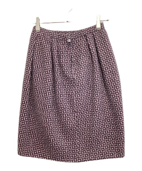MIU MIU（ミュウミュウ）MIU MIU (ミュウミュウ) 総柄スカート パープル サイズ:38の古着・服飾アイテム