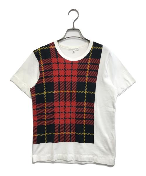 COMME des GARCONS（コムデギャルソン）COMME des GARCONS (コムデギャルソン) チェックプリントTシャツ ホワイト サイズ:Mの古着・服飾アイテム