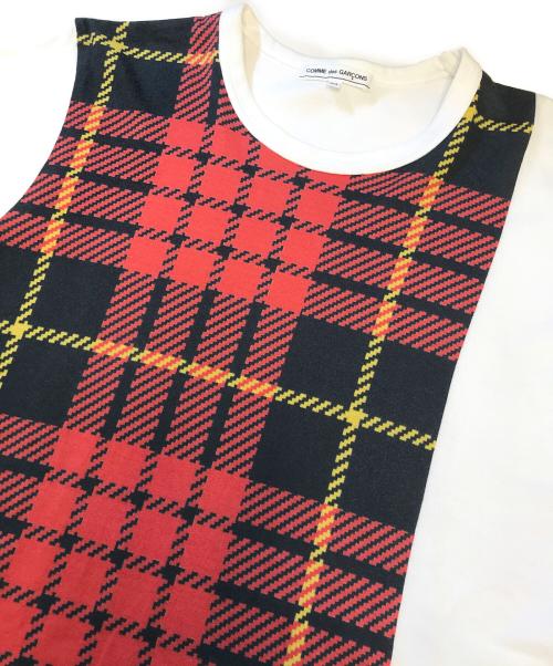 COMME des GARCONS（コムデギャルソン）COMME des GARCONS (コムデギャルソン) チェックプリントTシャツ ホワイト サイズ:Mの古着・服飾アイテム