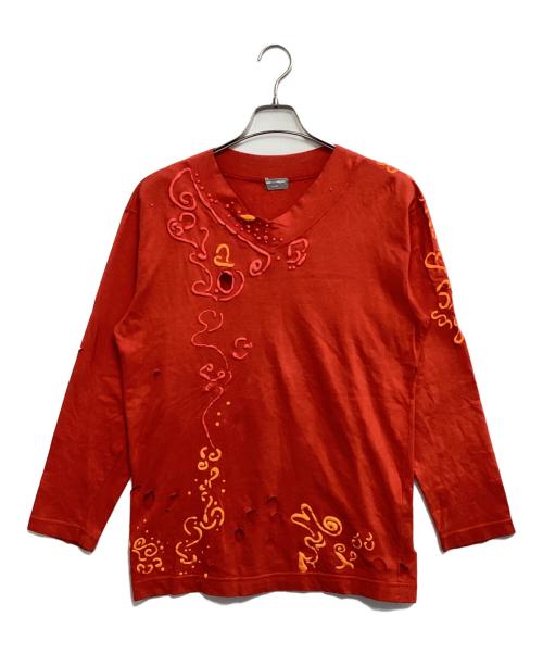 COMME des GARCONS HOMME（コムデギャルソン オム）COMME des GARCONS HOMME (コムデギャルソン オム) 発泡プリントダメージL/Sカットソー レッド サイズ:表記なしの古着・服飾アイテム