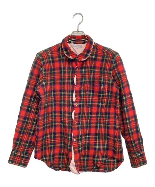 COMME des GARCONS HOMME（コムデギャルソン オム）COMME des GARCONS HOMME (コムデギャルソン オム) 切替縮絨チェックシャツ レッド サイズ:Mの古着・服飾アイテム