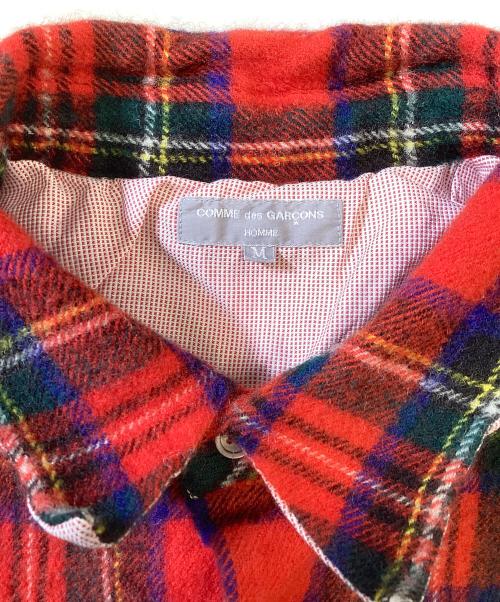 COMME des GARCONS HOMME（コムデギャルソン オム）COMME des GARCONS HOMME (コムデギャルソン オム) 切替縮絨チェックシャツ レッド サイズ:Mの古着・服飾アイテム