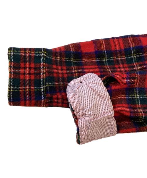 COMME des GARCONS HOMME（コムデギャルソン オム）COMME des GARCONS HOMME (コムデギャルソン オム) 切替縮絨チェックシャツ レッド サイズ:Mの古着・服飾アイテム