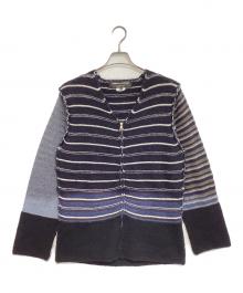 COMME des GARCONS HOMME PLUS（コムデギャルソンオムプリュス）の古着「インサイドアウトジップニットカーディガン」｜ネイビー