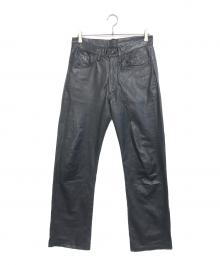 Y's for men（ワイズフォーメン）の古着「レザーパンツ」｜ブラック