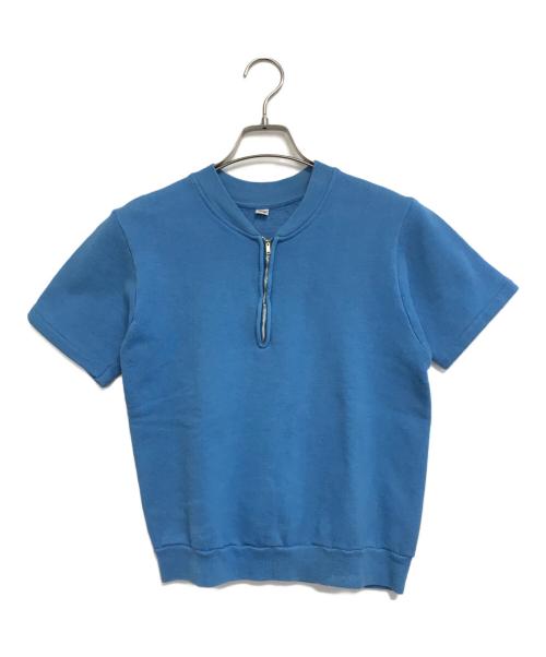 VINTAGE（ヴィンテージ）VINTAGE (ヴィンテージ) 半袖ハーフジップスウェット スカイブルー サイズ:MEDIUMの古着・服飾アイテム