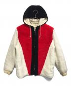 VINTAGEヴィンテージ）の古着「ボアパーカー」｜ホワイト×レッド×ブラック
