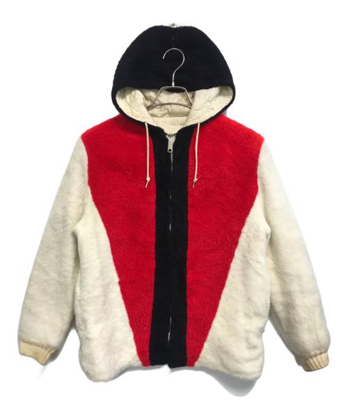 VINTAGE（ヴィンテージ）VINTAGE (ヴィンテージ) ボアパーカー ホワイト×レッド×ブラック サイズ:表記なしの古着・服飾アイテム