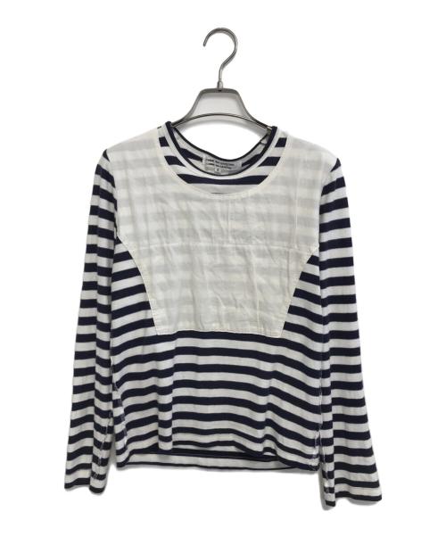 COMME des GARCONS COMME des GARCONS（コムデギャルソン コムデギャルソン）COMME des GARCONS COMME des GARCONS (コムデギャルソン コムデギャルソン) フロント切替ボーダーカットソー ネイビー サイズ:Sの古着・服飾アイテム