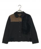 tricot COMME des GARCONSトリココムデギャルソン）の古着「異素材切替丸襟シャツ」｜ブラック