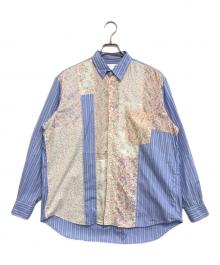 COMME des GARCONS SHIRT（コムデギャルソンシャツ）の古着「フラワーパッチワークシャツ」｜ブルー