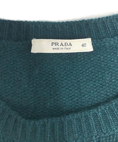 PRADA（プラダ）PRADA (プラダ) エルボーパッチカシミヤニット グリーン サイズ:40の古着・服飾アイテム