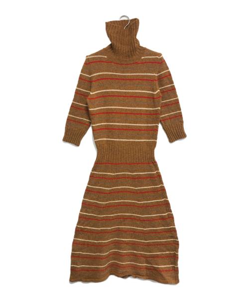 DRIES VAN NOTEN（ドリスヴァンノッテン）DRIES VAN NOTEN (ドリスヴァンノッテン) タートルネックニットワンピース ブラウン サイズ:Sの古着・服飾アイテム