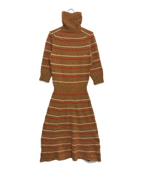 DRIES VAN NOTEN（ドリスヴァンノッテン）DRIES VAN NOTEN (ドリスヴァンノッテン) タートルネックニットワンピース ブラウン サイズ:Sの古着・服飾アイテム
