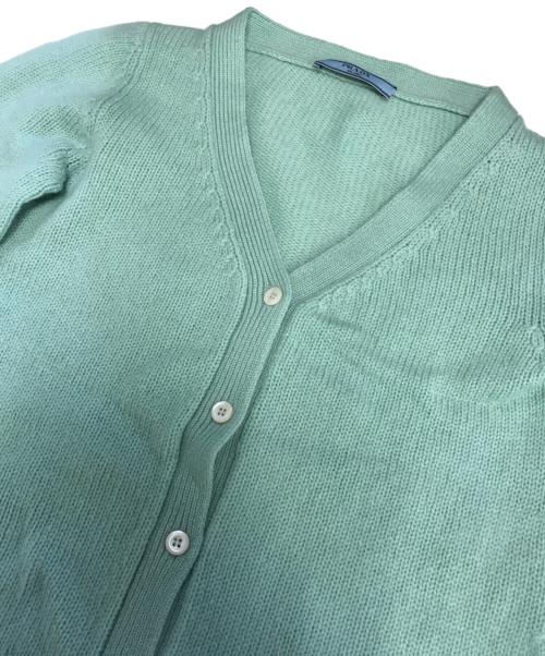 PRADA（プラダ）PRADA (プラダ) エルボーパッチカシミヤカーディガン 黄緑 サイズ:36の古着・服飾アイテム