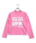 JUNYA WATANABE MAN PINKジュンヤワタナベマン ピンク）の古着「ロゴロングスリーブカットソー」｜ピンク