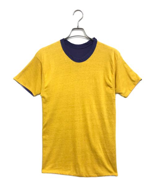 Champion（チャンピオン）Champion (チャンピオン) 70sダブルフェイスTシャツ パープル×イエロー サイズ:Lの古着・服飾アイテム