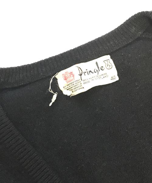 Pringle（プリングル）Pringle (プリングル) カシミヤVネックニット ブラック サイズ:40の古着・服飾アイテム