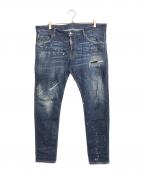 DSQUARED2ディースクエアード）の古着「ペンキ加工 デニムパンツ」｜インディゴ