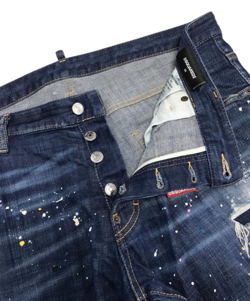 DSQUARED2（ディースクエアード）DSQUARED2 (ディースクエアード) ペンキ加工 デニムパンツ インディゴ サイズ:54の古着・服飾アイテム