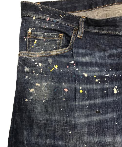 DSQUARED2（ディースクエアード）DSQUARED2 (ディースクエアード) ペンキ加工 デニムパンツ インディゴ サイズ:54の古着・服飾アイテム